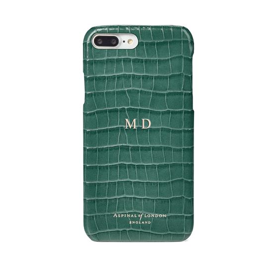 iPhone 7 Plus Leather Cover in Deep Shine Sage Small Croc from Aspinal of London