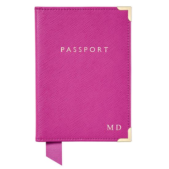 Passport Cover in Orchid Saffiano from Aspinal of London
