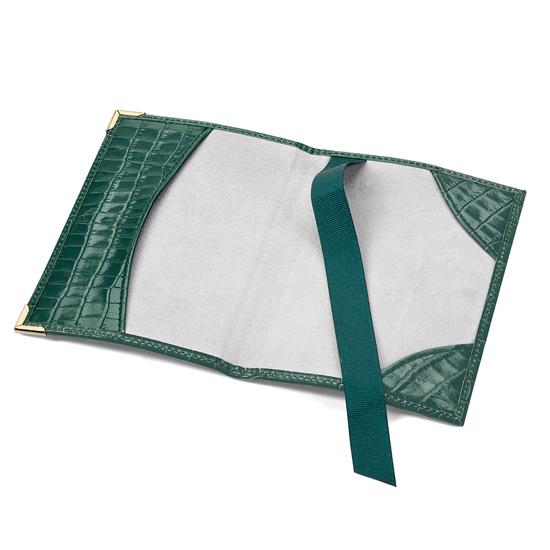 Passport Cover in Deep Shine Sage Small Croc from Aspinal of London