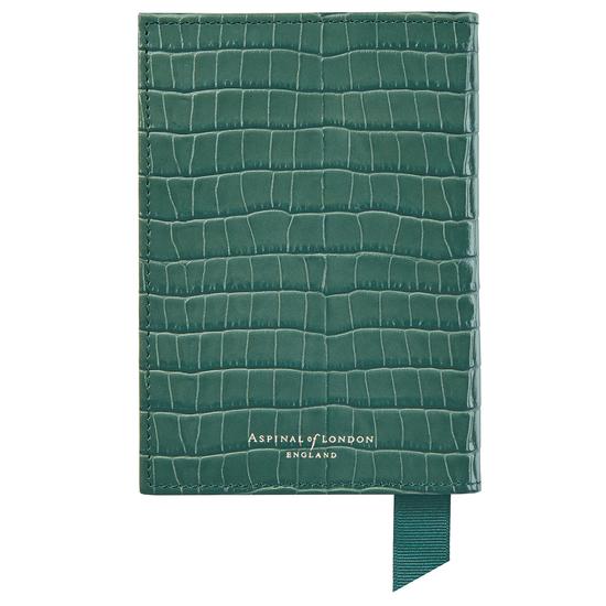 Passport Cover in Deep Shine Sage Small Croc from Aspinal of London