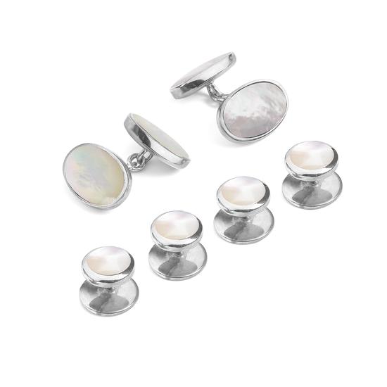 Silver Mother Of Pearl Cufflinks Dress Shirt Studs Aspinal Sterling Silver Mother Of Pearl Oval Cufflinks Dress Shirt Studs Set From Aspinal