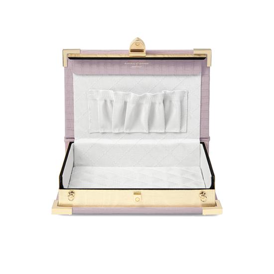 Book Clutch in Deep Shine Lilac Small Croc from Aspinal of London