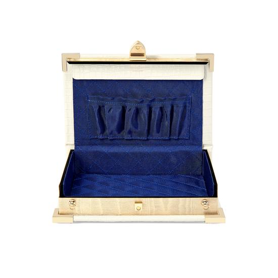 Book Clutch in Deep Shine Ivory Small Croc from Aspinal of London