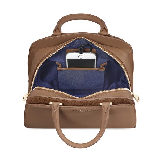 Mini Hepburn Bag in Smooth Camel & Camel Lizard from Aspinal of London