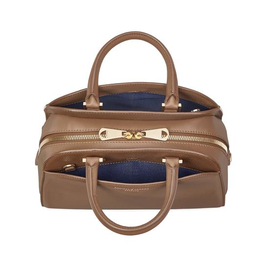 Mini Hepburn Bag in Smooth Camel & Camel Lizard from Aspinal of London