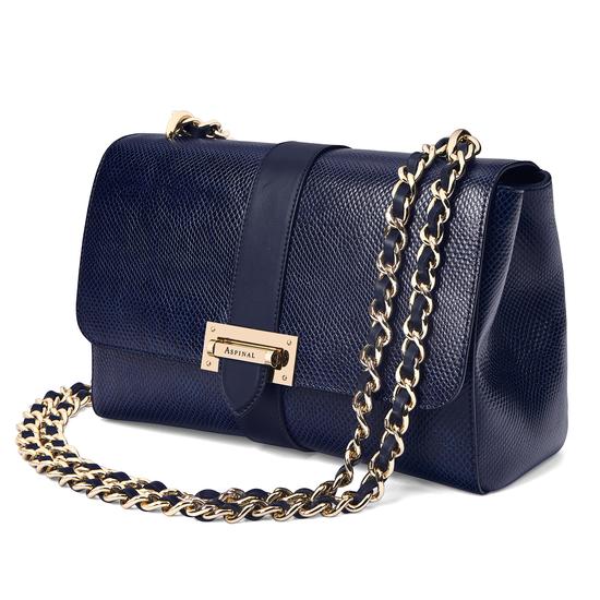 Large Lottie Bag in Midnight Blue Lizard from Aspinal of London