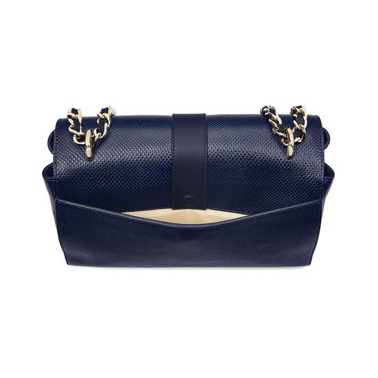 Large Lottie Bag in Midnight Blue Lizard from Aspinal of London