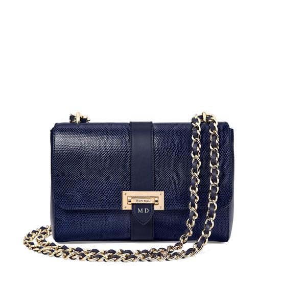 Large Lottie Bag in Midnight Blue Lizard from Aspinal of London