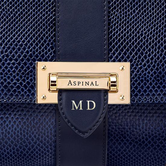 Large Lottie Bag in Midnight Blue Lizard from Aspinal of London