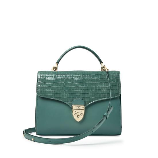 Mayfair Bag in Deep Shine Sage Small Croc from Aspinal of London