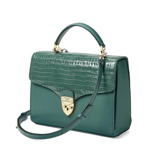 Mayfair Bag in Deep Shine Sage Small Croc from Aspinal of London