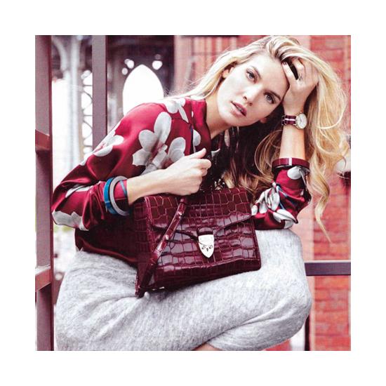 Mayfair Bag in Deep Shine Sage Small Croc from Aspinal of London