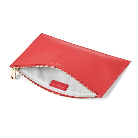 Large Essential Flat Pouch in Smooth Dahlia & Dahlia Saffiano from Aspinal of London