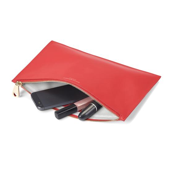 Large Essential Flat Pouch in Smooth Dahlia & Dahlia Saffiano from Aspinal of London
