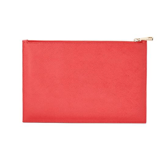 Large Essential Flat Pouch in Smooth Dahlia & Dahlia Saffiano from Aspinal of London