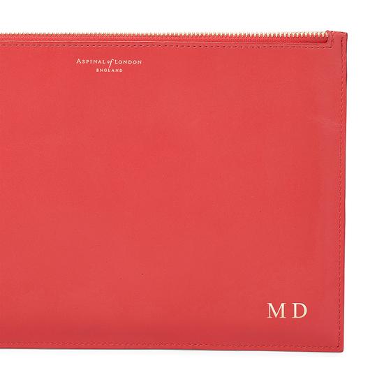 Large Essential Flat Pouch in Smooth Dahlia & Dahlia Saffiano from Aspinal of London