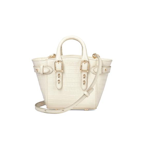 Micro Marylebone Tote Deep Shine Ivory Small Croc from Aspinal of London