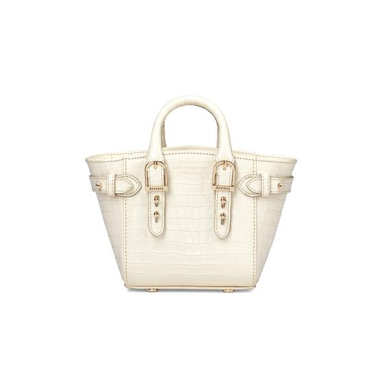Micro Marylebone Tote Deep Shine Ivory Small Croc from Aspinal of London