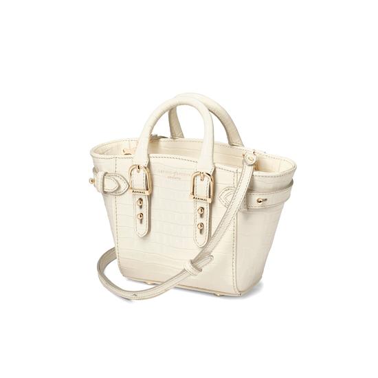 Micro Marylebone Tote Deep Shine Ivory Small Croc from Aspinal of London