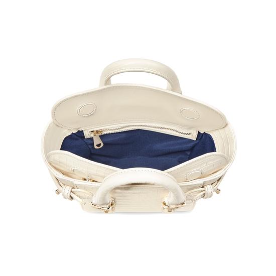 Micro Marylebone Tote Deep Shine Ivory Small Croc from Aspinal of London