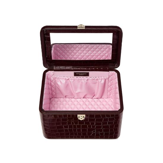 Aspinal Vanity Case in Deep Shine Amazon Brown Croc from Aspinal of London