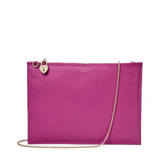 Soho Clutch in Smooth Orchid & Orchid Saffiano from Aspinal of London