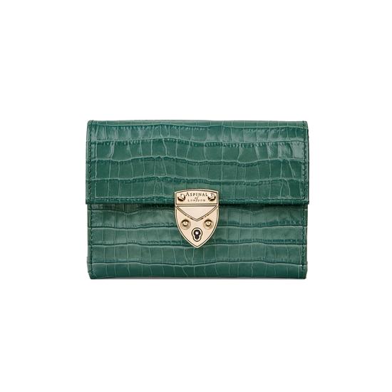 Small Mayfair Purse in Deep Shine Sage Small Croc from Aspinal of London