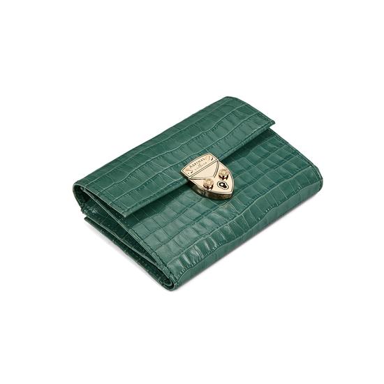 Small Mayfair Purse in Deep Shine Sage Small Croc from Aspinal of London