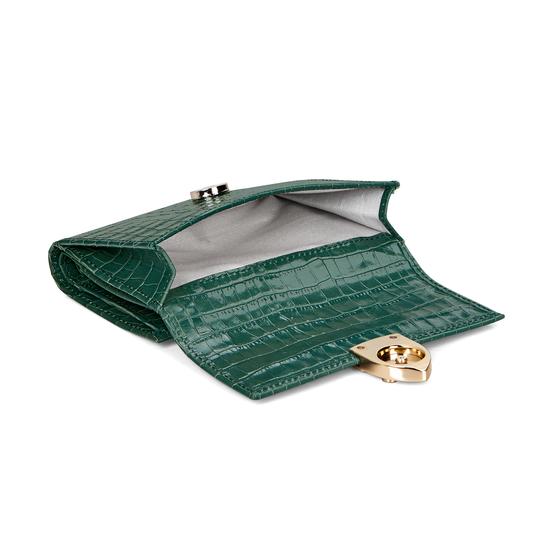 Small Mayfair Purse in Deep Shine Sage Small Croc from Aspinal of London