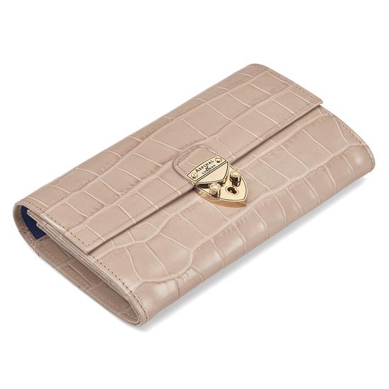 Mayfair Purse in Deep Shine Soft Taupe Croc from Aspinal of London