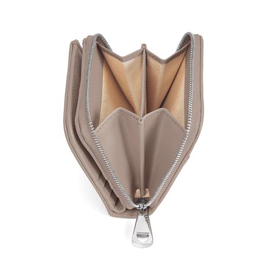 Mini Continental Zipped Coin Purse in Soft Taupe Pebble from Aspinal of London