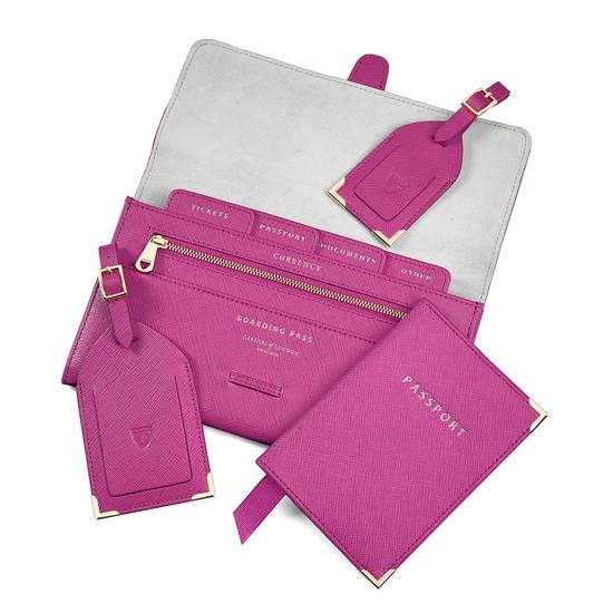 Classic Travel Collection in Orchid Saffiano from Aspinal of London