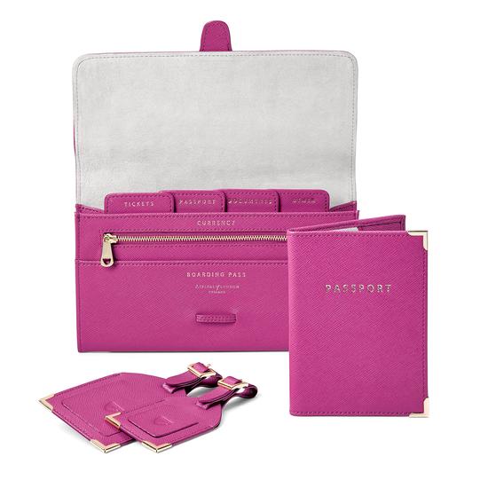 Classic Travel Collection in Orchid Saffiano from Aspinal of London