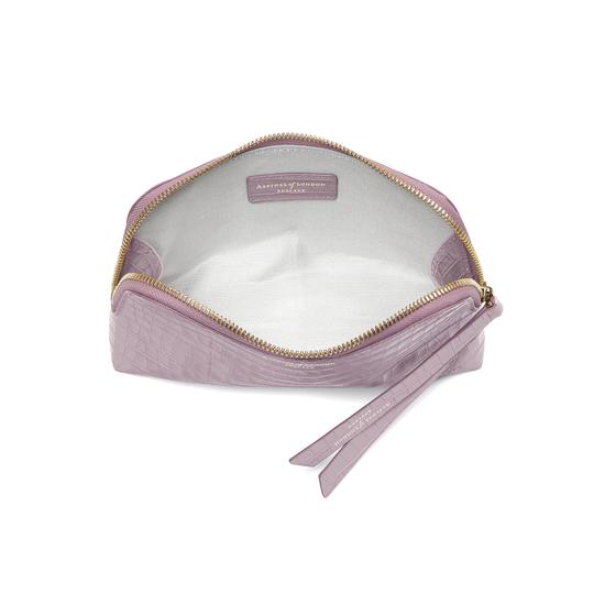 Small Essential Cosmetic Case in Deep Shine Lilac Small Croc from Aspinal of London