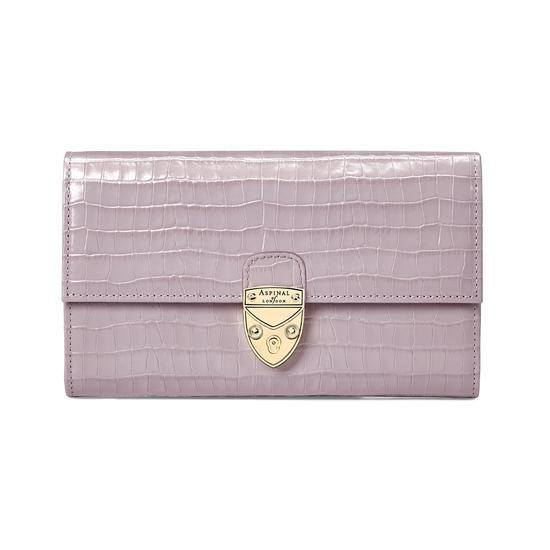Mayfair Purse in Deep Shine Lilac Small Croc from Aspinal of London