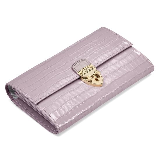 Mayfair Purse in Deep Shine Lilac Small Croc from Aspinal of London