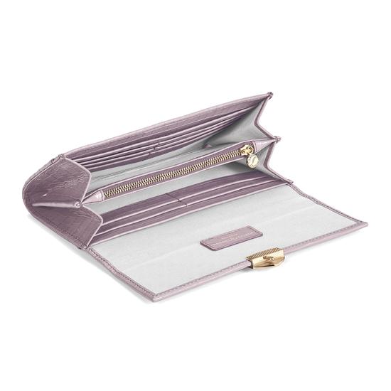 Mayfair Purse in Deep Shine Lilac Small Croc from Aspinal of London