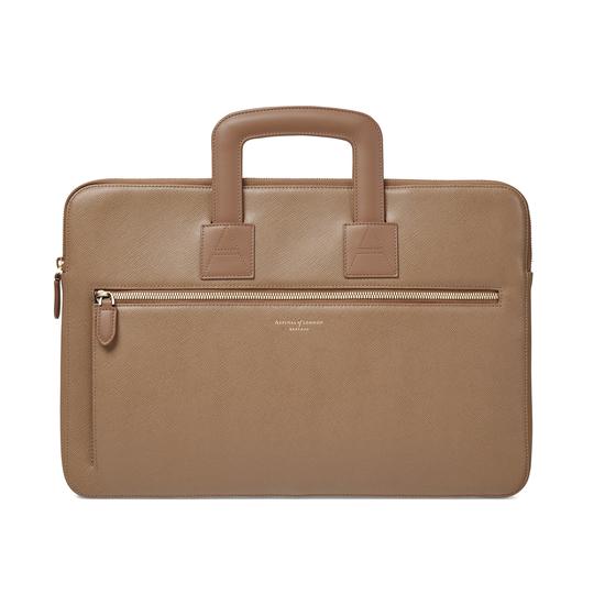 Connaught Document Case in Camel Saffiano from Aspinal of London