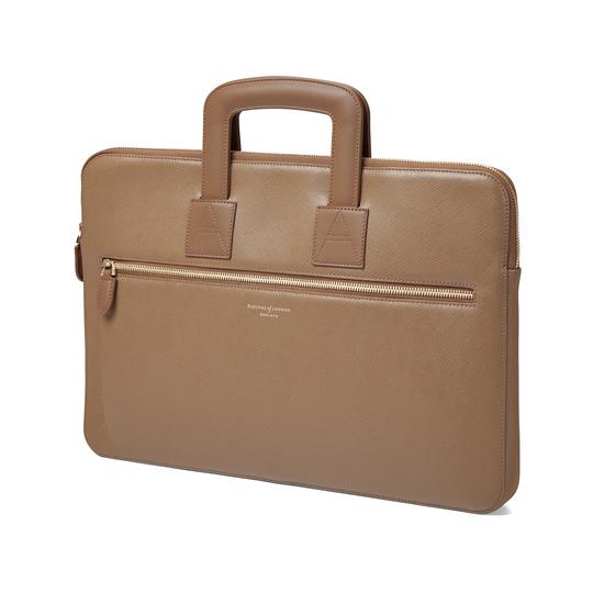 Connaught Document Case in Camel Saffiano from Aspinal of London