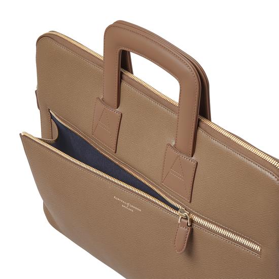Connaught Document Case in Camel Saffiano from Aspinal of London