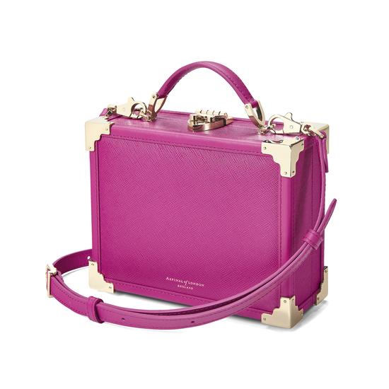Mini Trunk Clutch in Orchid Saffiano from Aspinal of London