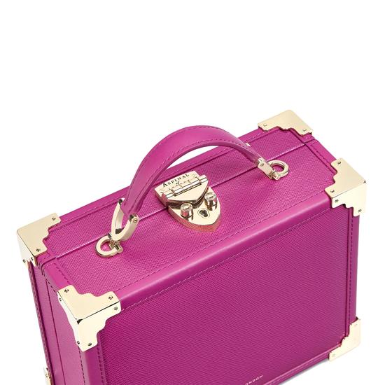 Mini Trunk Clutch in Orchid Saffiano from Aspinal of London