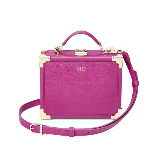 Mini Trunk Clutch in Orchid Saffiano from Aspinal of London