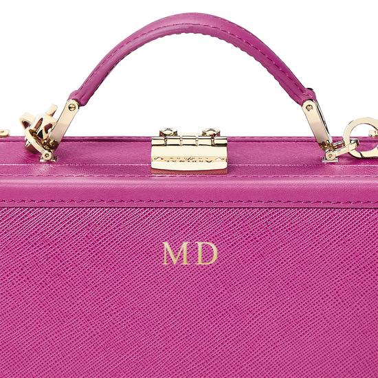 Mini Trunk Clutch in Orchid Saffiano from Aspinal of London