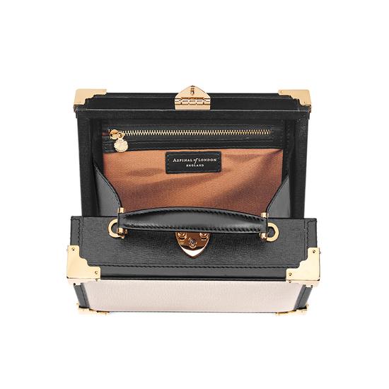 Mini Trunk Clutch in Monochrome Saffiano from Aspinal of London
