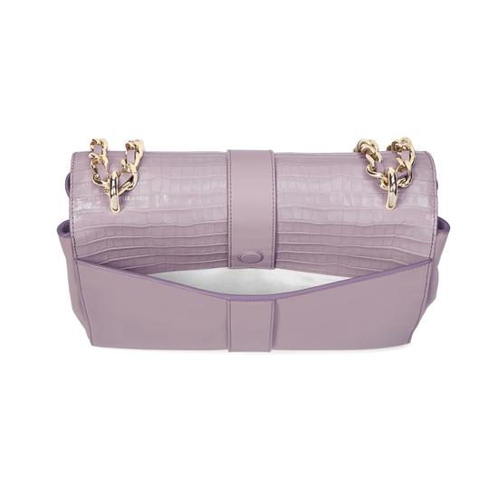 Large Lottie Bag in Deep Shine Lilac Small Croc from Aspinal of London
