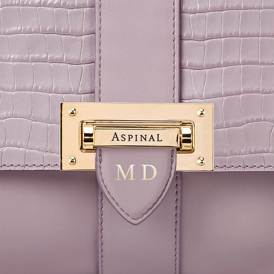 Large Lottie Bag in Deep Shine Lilac Small Croc from Aspinal of London
