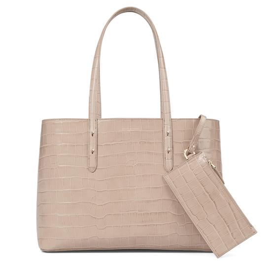 Regent Tote in Soft Taupe Croc from Aspinal of London