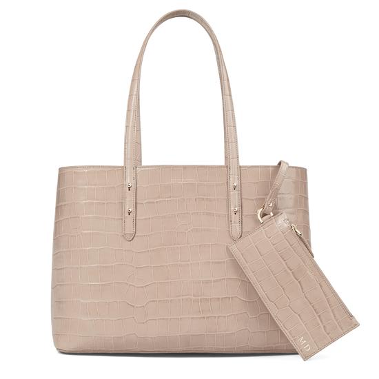 Regent Tote in Soft Taupe Croc from Aspinal of London