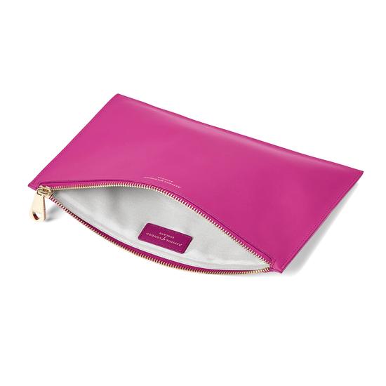 Large Essential Flat Pouch in Orchid Saffiano from Aspinal of London